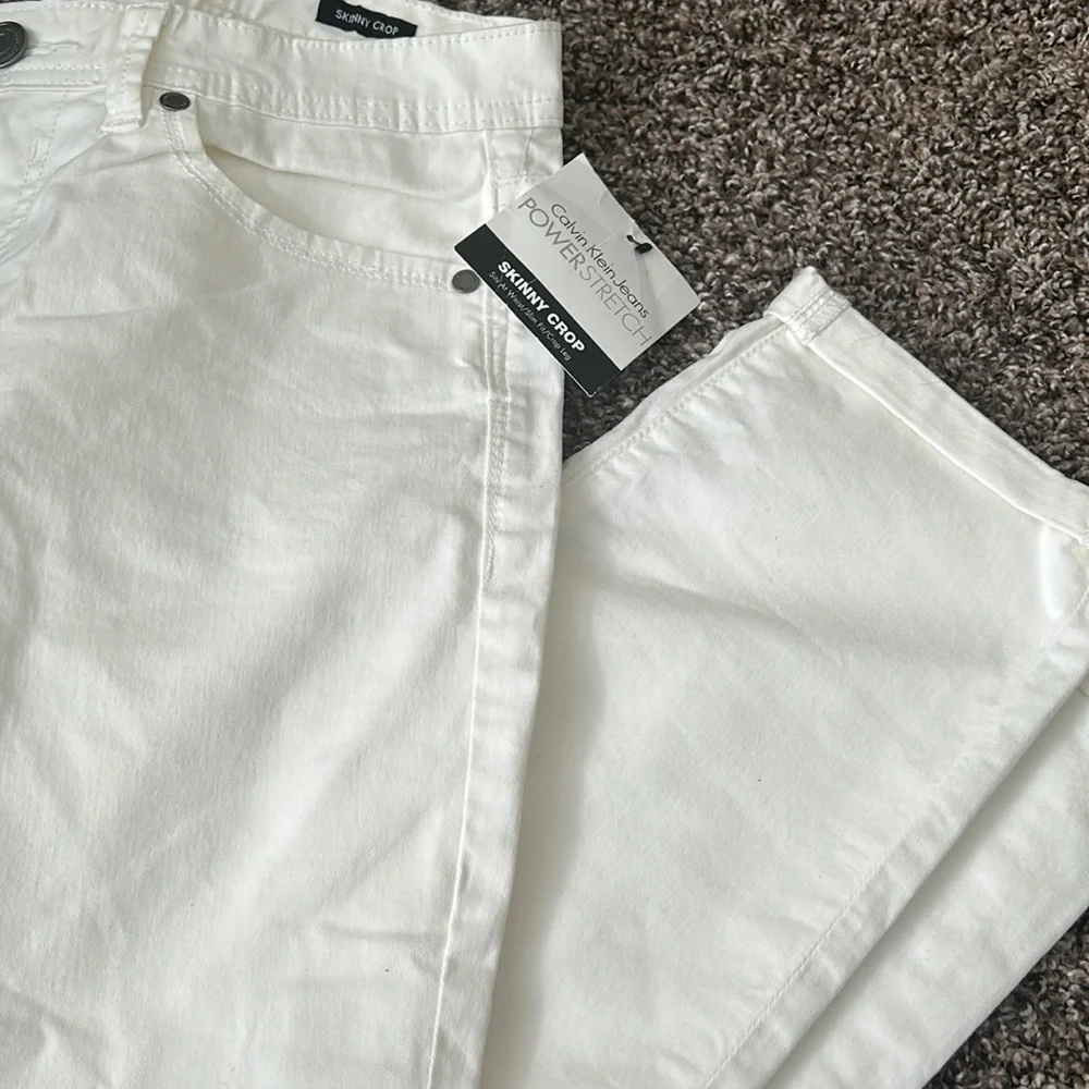 NWT Calvin Klein White Denim Jeans Skinny Crop 8 - Picture 2 of 12